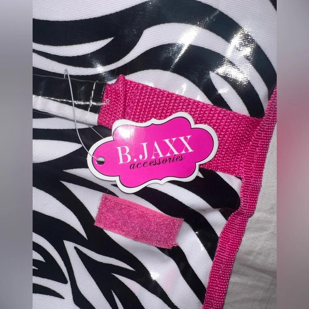 B Jaxx Embroidered “H” Zebra Print Toiletry Makeup Bag Travel Cosmetic Case